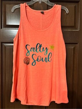 Coral/orange racerback tank top SALTY SOUL size large